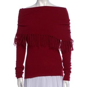 off the shoulder 100% cashmere shawl sweater top